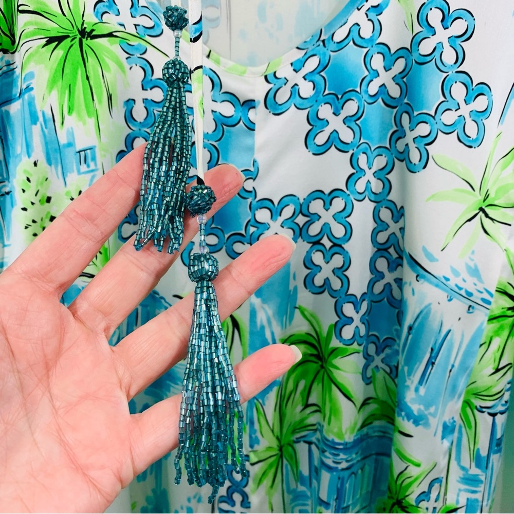NWT Vintage Lilly Pulitzer Silk Sylvia Dress Belle Villa Via Blue - Picture 4 of 11
